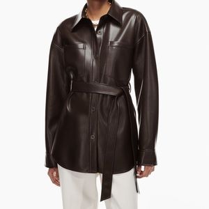 Aritzia Ava Babaton leather jacket size xxs rich mocha brown